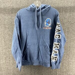 Pacman Sweater Womens Medium Blue Hoodie‎ Long Sleeve Outdoor Graphic Print